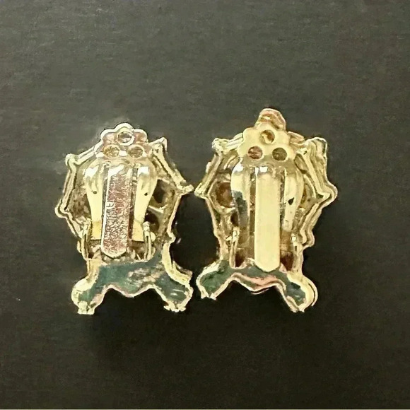 Vintage Turquoise Blue Aqua Initiation Pearls Clip On Fashion Jewelry Earrings - Picture 2 of 10